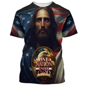 One Nation Under God Jesus Eagle America 3d All Over Print Shirt - Christian 3d Shirts For Men Women