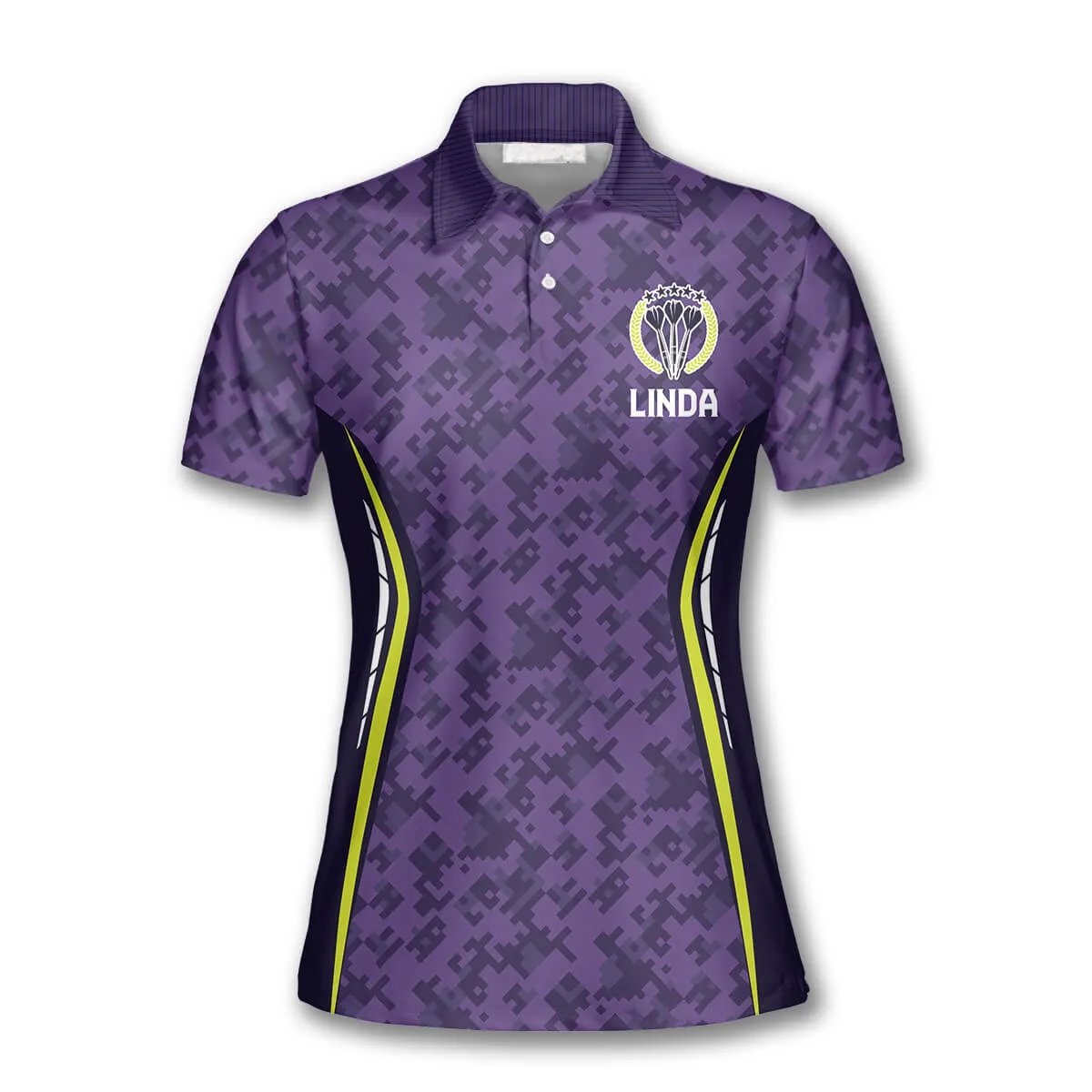 3D All Over Print Purple Lego Pattern Custom Darts Shirts for Women, Dart Polo Shirt