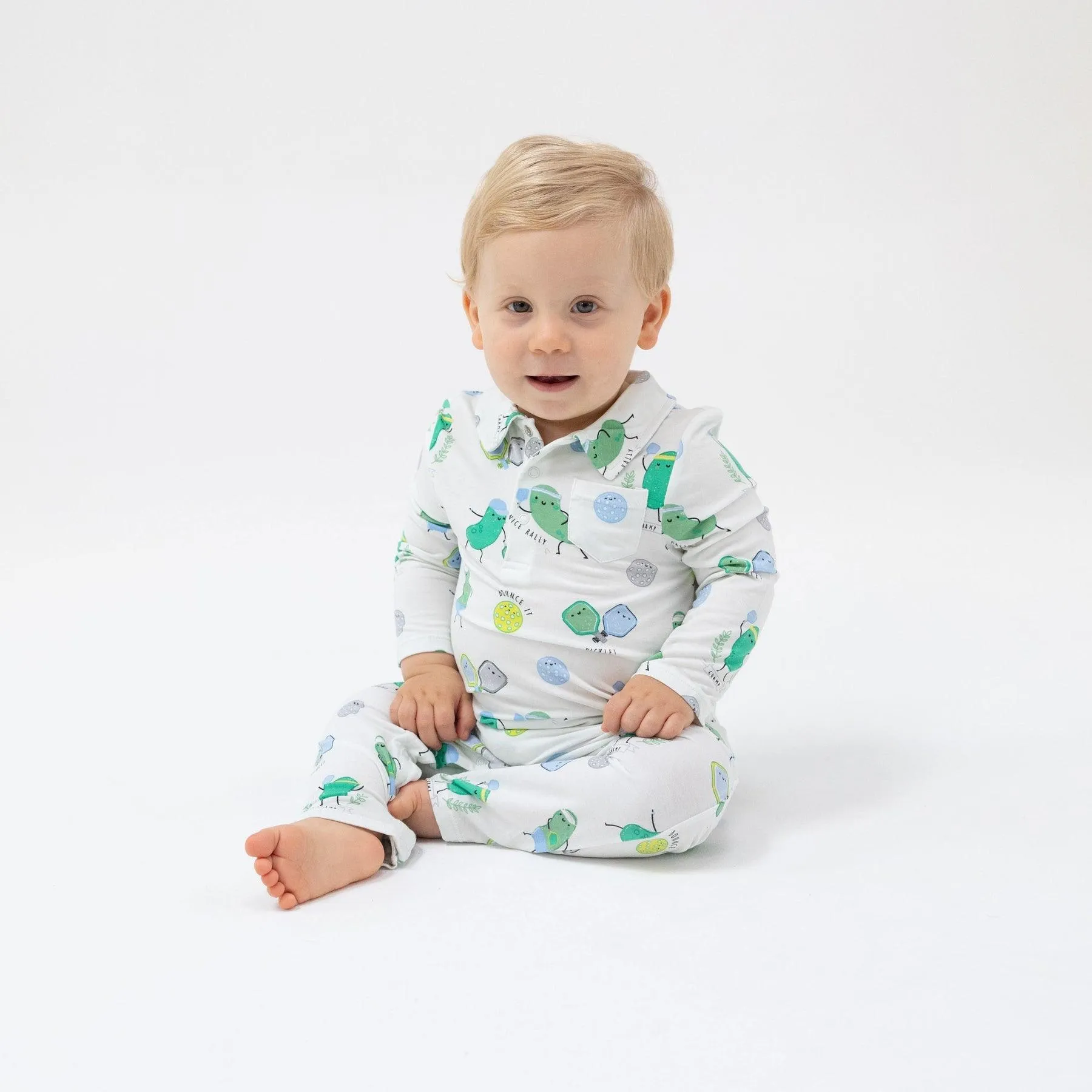 Baby Boy Jumpsuits and Rompers | Pickleball Polo Romper | Angel Dear