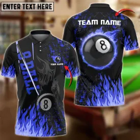 Billiards Ball 8 Burning Room Personalized Name, Team Name 3D Polo Shirt