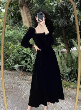 black dress for women new velvet long skirt      S3456