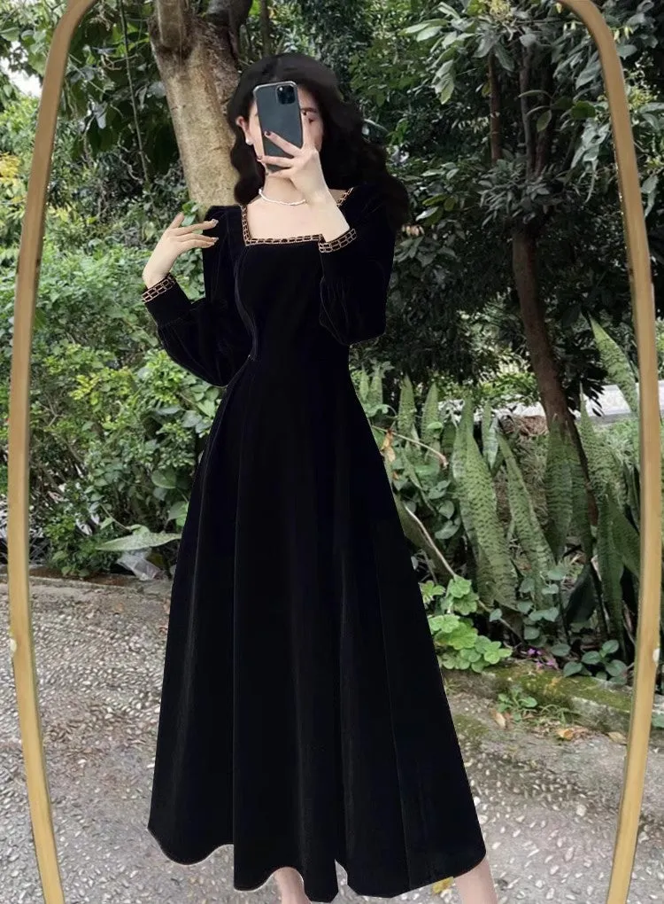 black dress for women new velvet long skirt      S3456