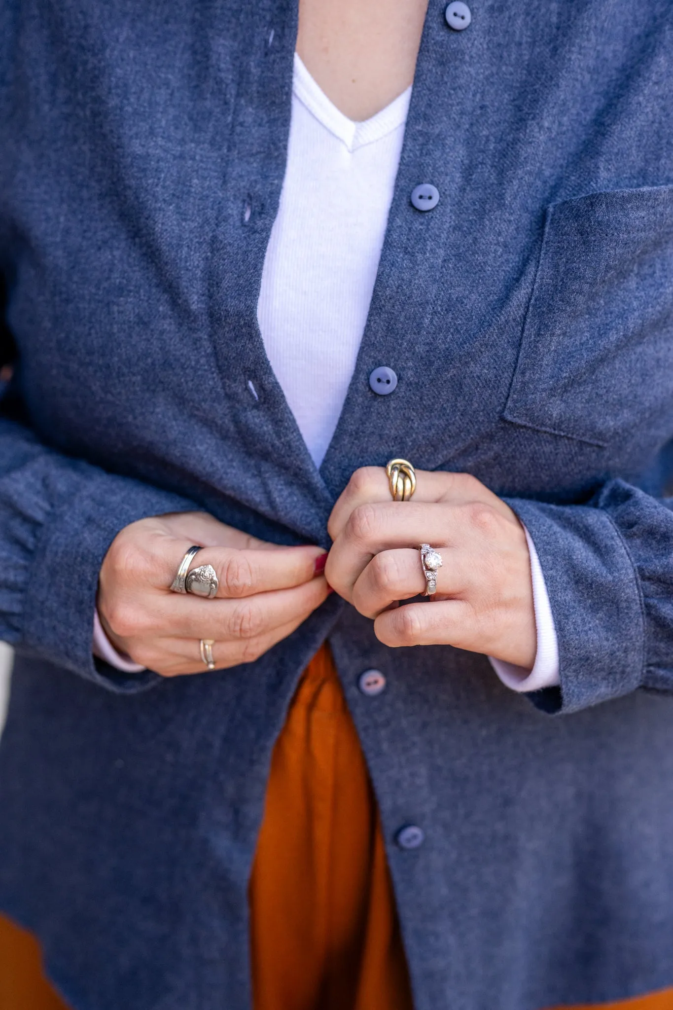 Brushed Flannel Button-Up Blouse