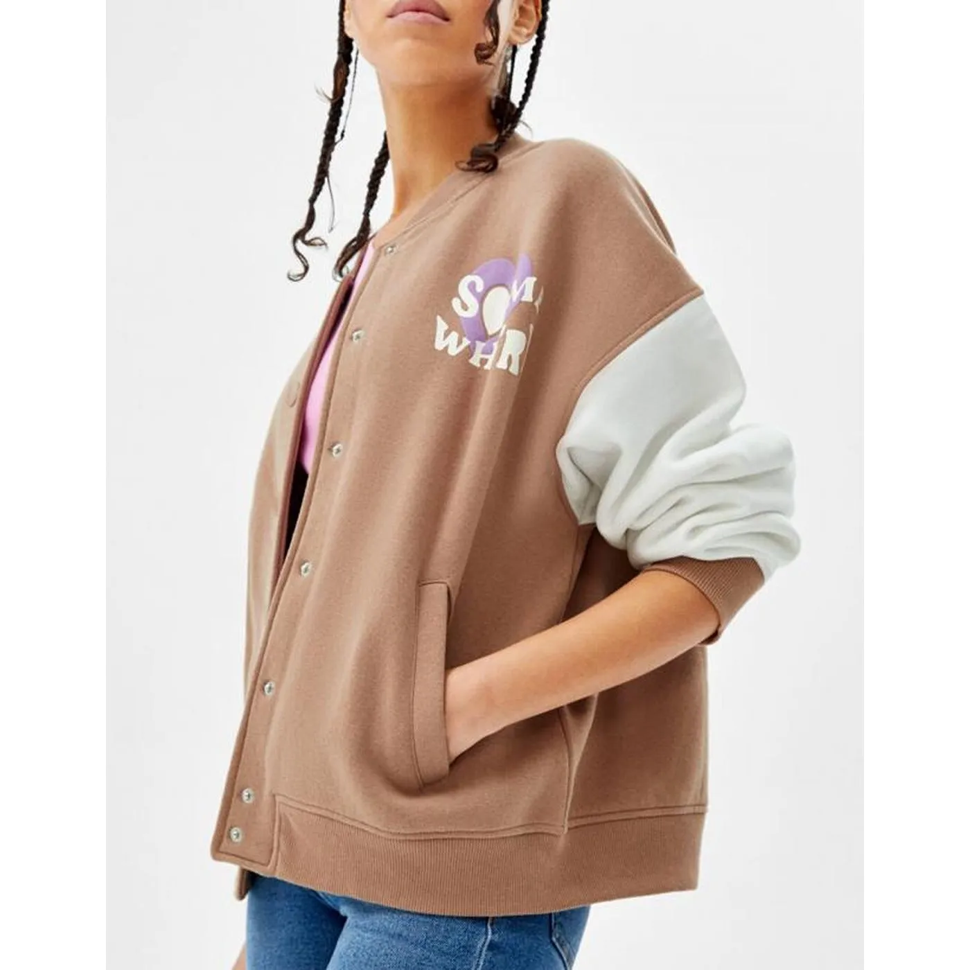 BSK Oversized Camel Bomber Jacket