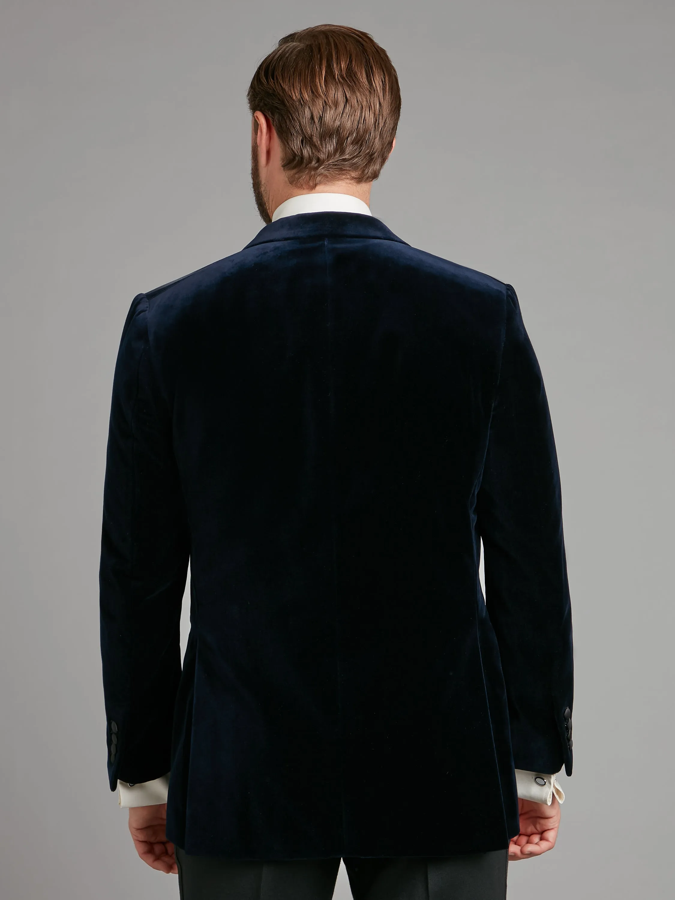 Carlyle Smoking Jacket - Navy Velvet