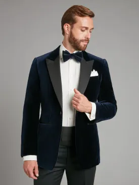 Carlyle Smoking Jacket - Navy Velvet