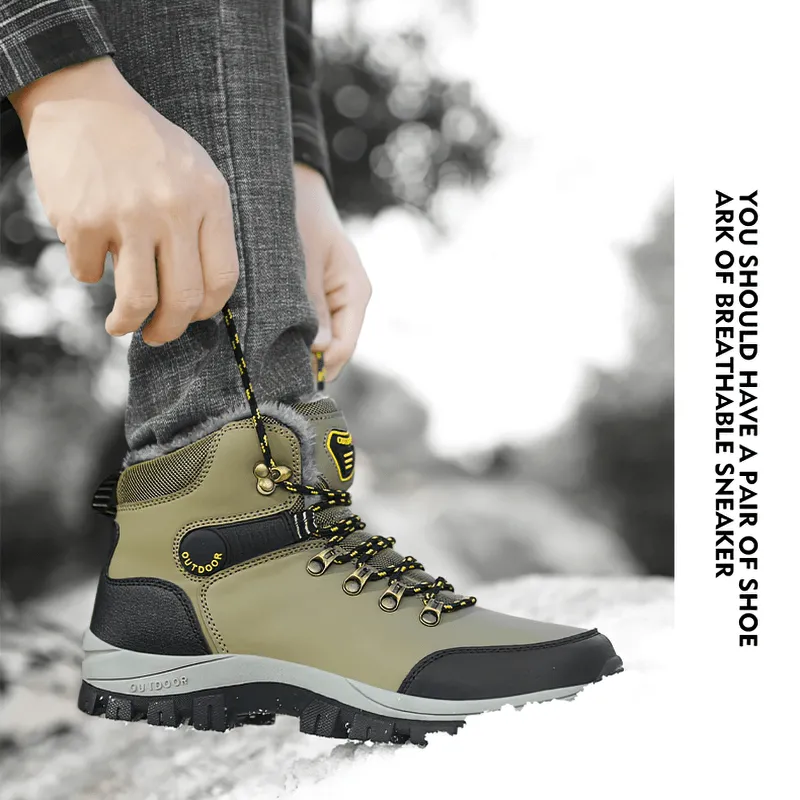 Casual Lace-up Warm Boots With Fur and Non-Slip Soles for Men - SF0663