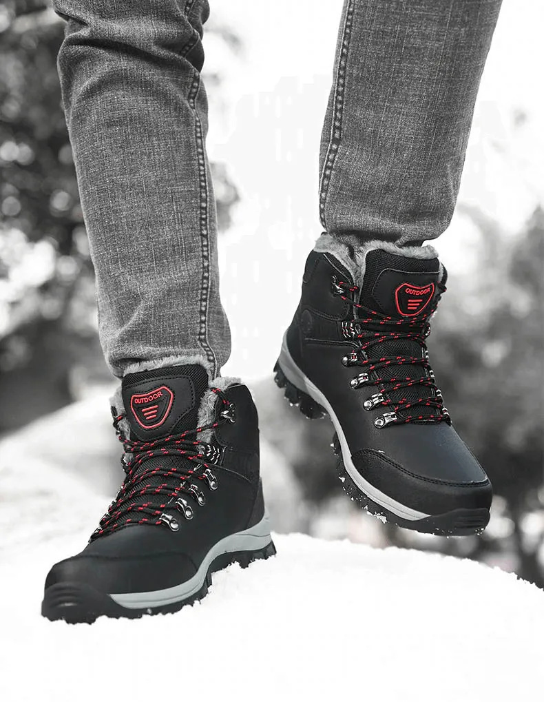 Casual Lace-up Warm Boots With Fur and Non-Slip Soles for Men - SF0663