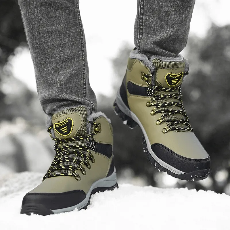 Casual Lace-up Warm Boots With Fur and Non-Slip Soles for Men - SF0663