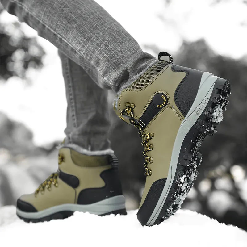 Casual Lace-up Warm Boots With Fur and Non-Slip Soles for Men - SF0663