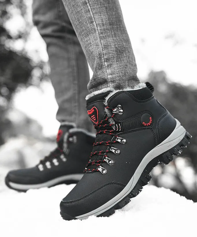 Casual Lace-up Warm Boots With Fur and Non-Slip Soles for Men - SF0663