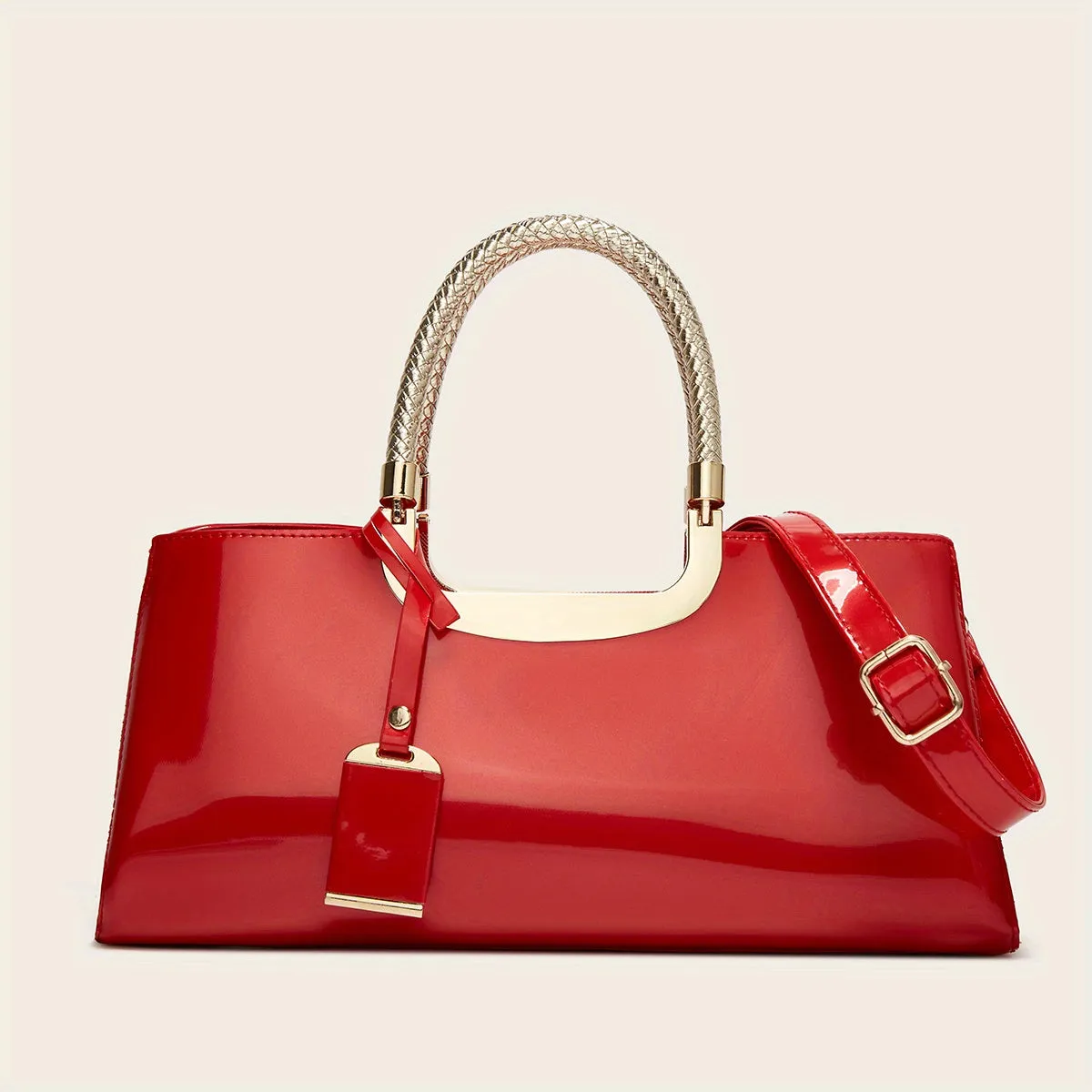 Chic Ladies Glossy Patent Leather Handbag - Stylish & Premium Quality - Everyday Fashion Accessory for Women