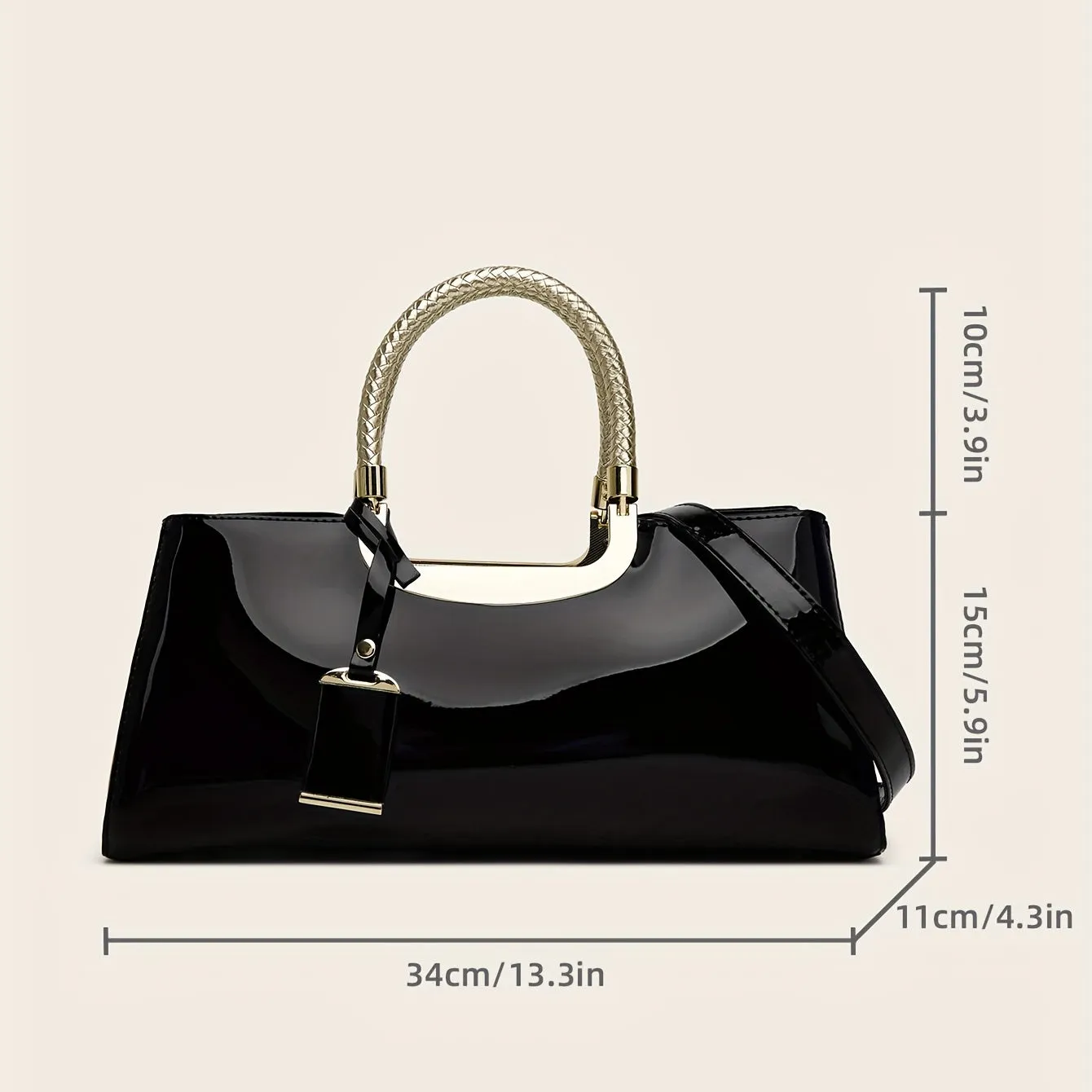 Chic Ladies Glossy Patent Leather Handbag - Stylish & Premium Quality - Everyday Fashion Accessory for Women