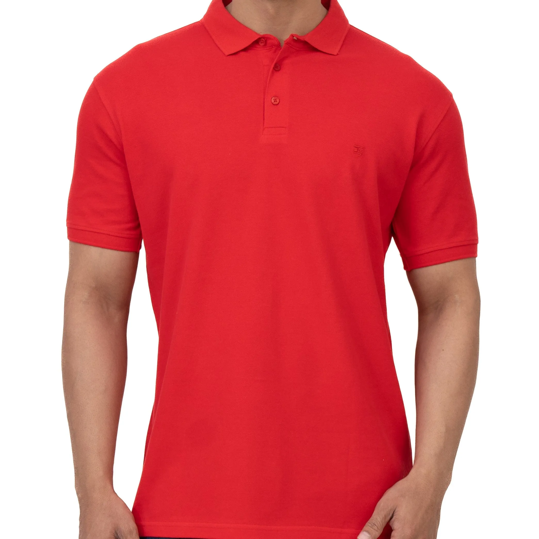 Cotstyle Cotton Fabrics Polo Short Length Plain Half Sleeve Casual & Daily Wear Men's T Shirts - Pack of 1 - Red Colour