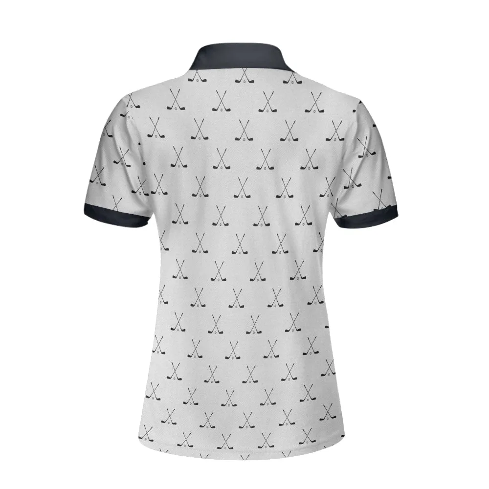 Crossed Golf Clubs Black And White Golf Short Sleeve Women Polo Shirt, Gift for Golf Lovers