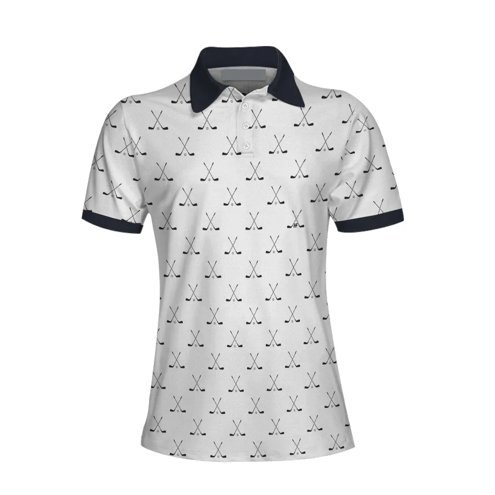 Crossed Golf Clubs Black And White Golf Short Sleeve Women Polo Shirt, Gift for Golf Lovers