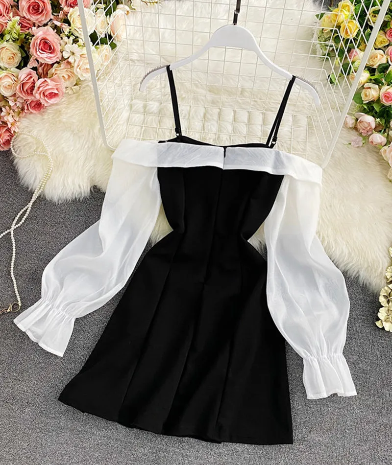 Cute bow short dress long sleeve dress   S47