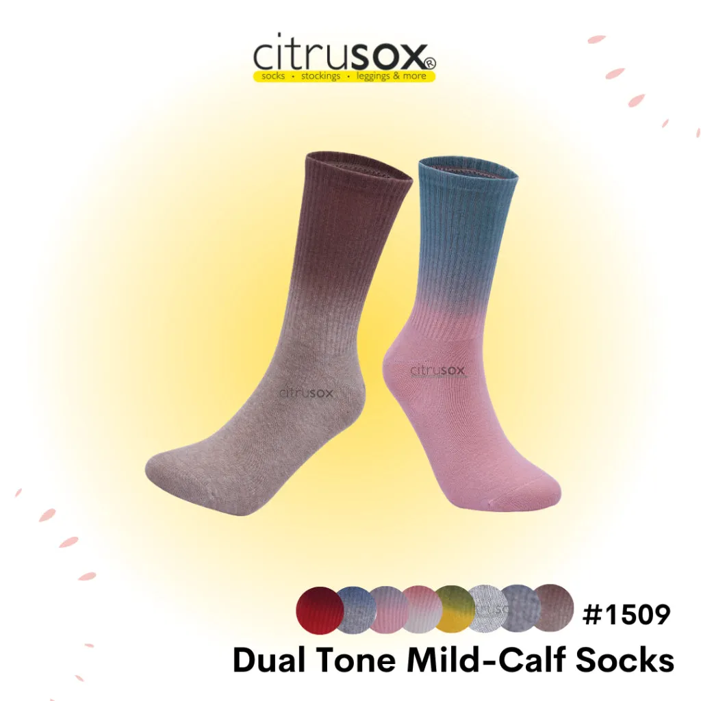 Dual Tone Colour Gradient Mid-Calf Cotton Socks