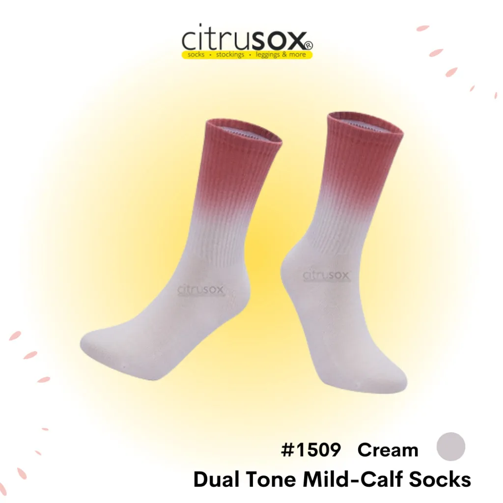 Dual Tone Colour Gradient Mid-Calf Cotton Socks