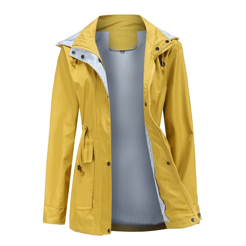 Fashion Waterproof Detachable Hood Trench Coat for Women - SF1497