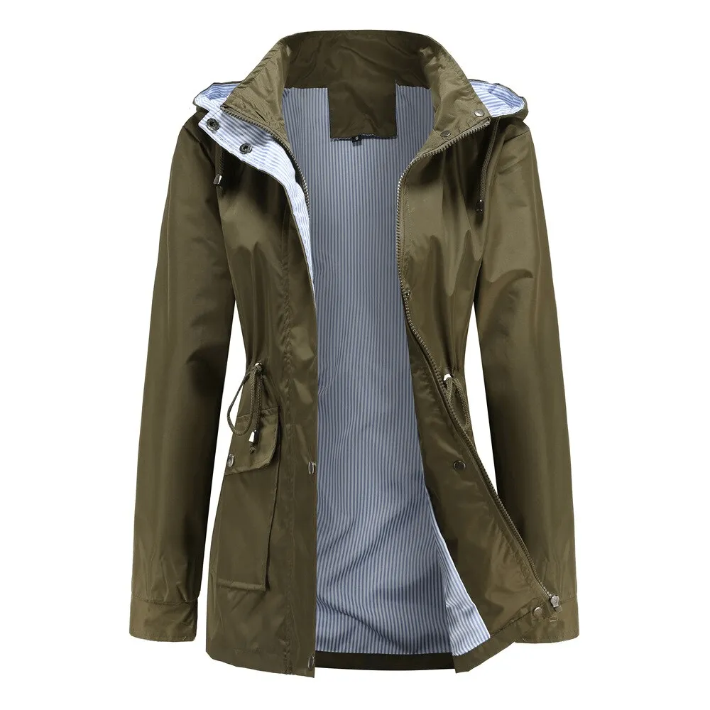 Fashion Waterproof Detachable Hood Trench Coat for Women - SF1497