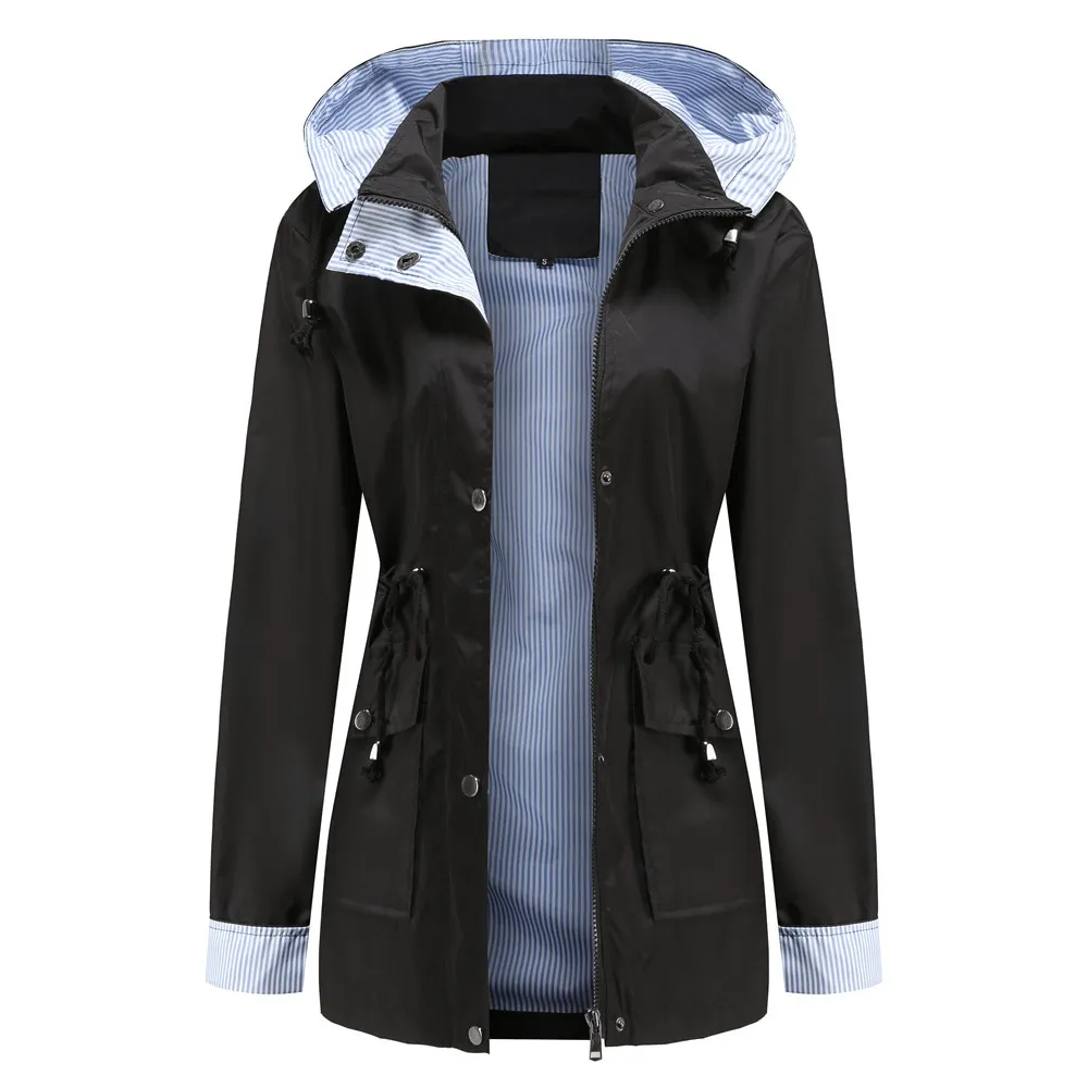 Fashion Waterproof Detachable Hood Trench Coat for Women - SF1497