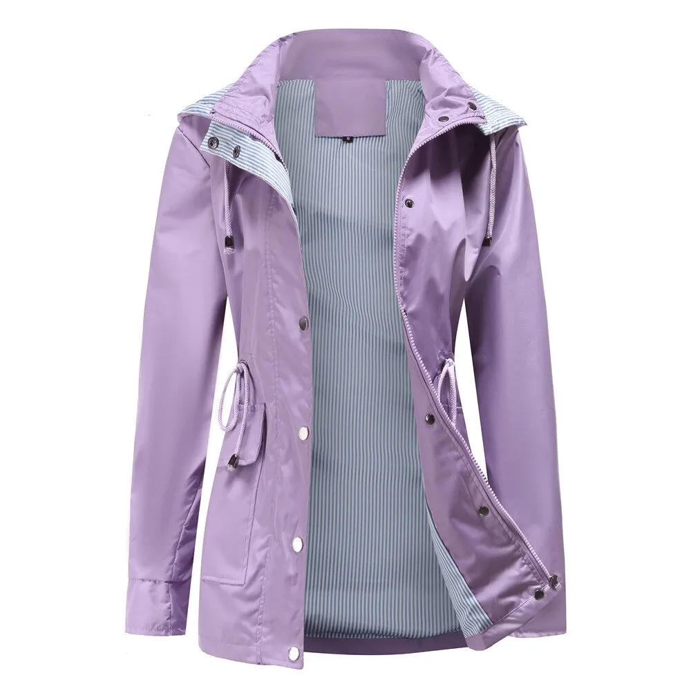 Fashion Waterproof Detachable Hood Trench Coat for Women - SF1497