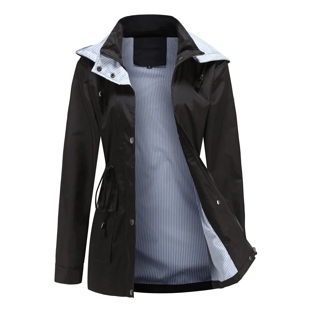 Fashion Waterproof Detachable Hood Trench Coat for Women - SF1497