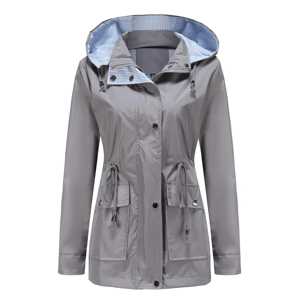 Fashion Waterproof Detachable Hood Trench Coat for Women - SF1497