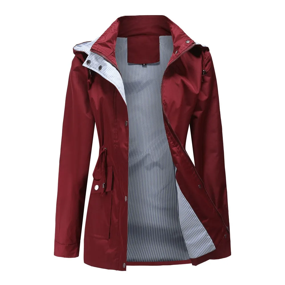 Fashion Waterproof Detachable Hood Trench Coat for Women - SF1497