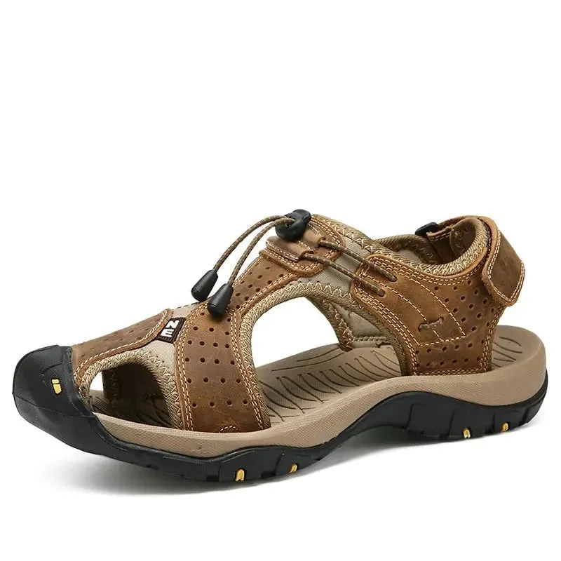 Genuine Leather Sandals Soft Outdoor Casual Shoes Men Brand Summer Footwear New Large Size 38-48 Fashion Sandals For Men v1