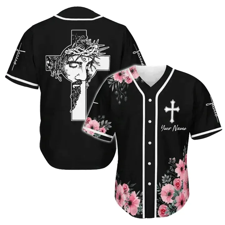 God Flower Faith Cross Custom Baseball Jersey - Personalized Jesus Baseball Jersey For Men and Women