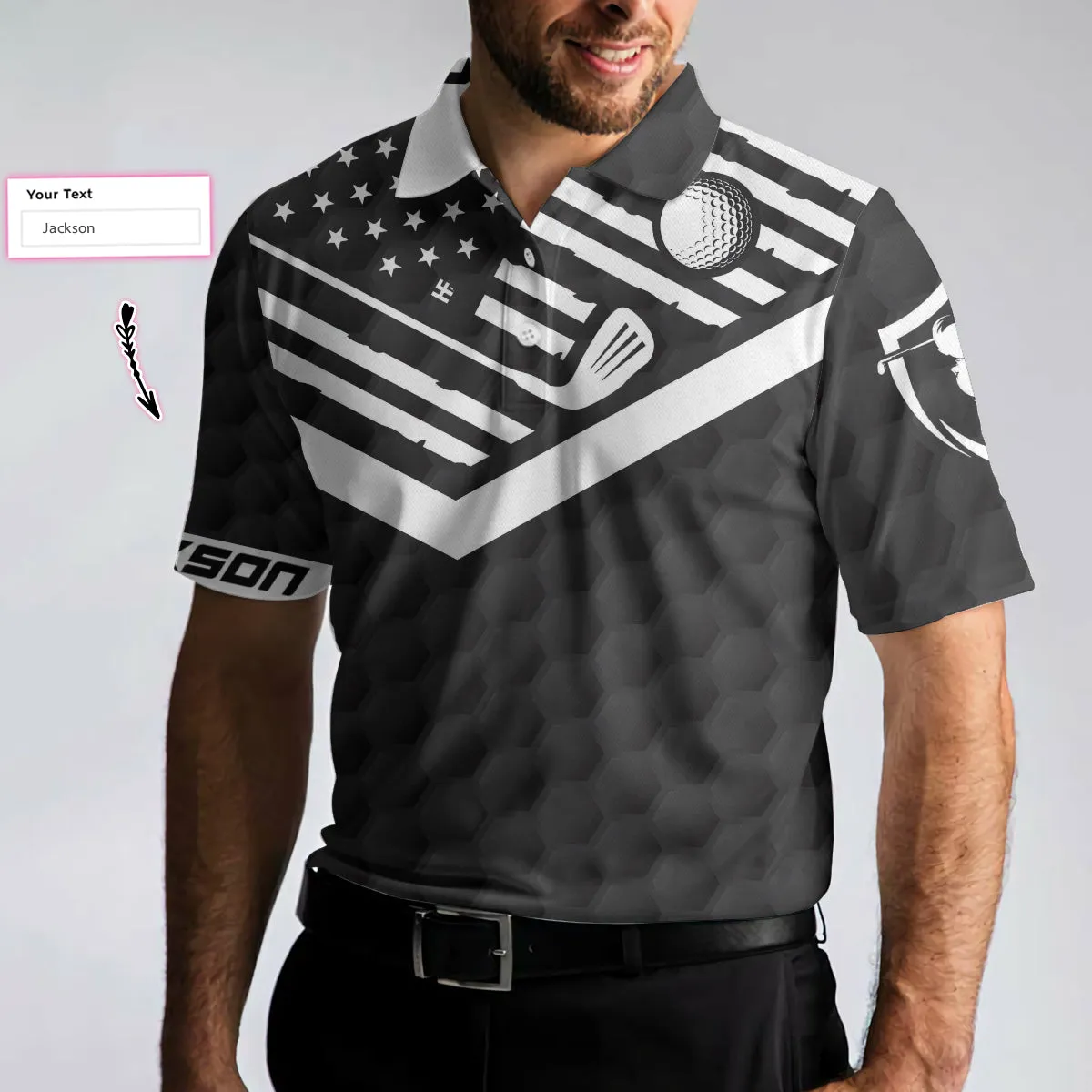 Golf Best Papa By Par Custom Polo Shirt, Personalized Black American Flag Golf Shirt For Men Coolspod