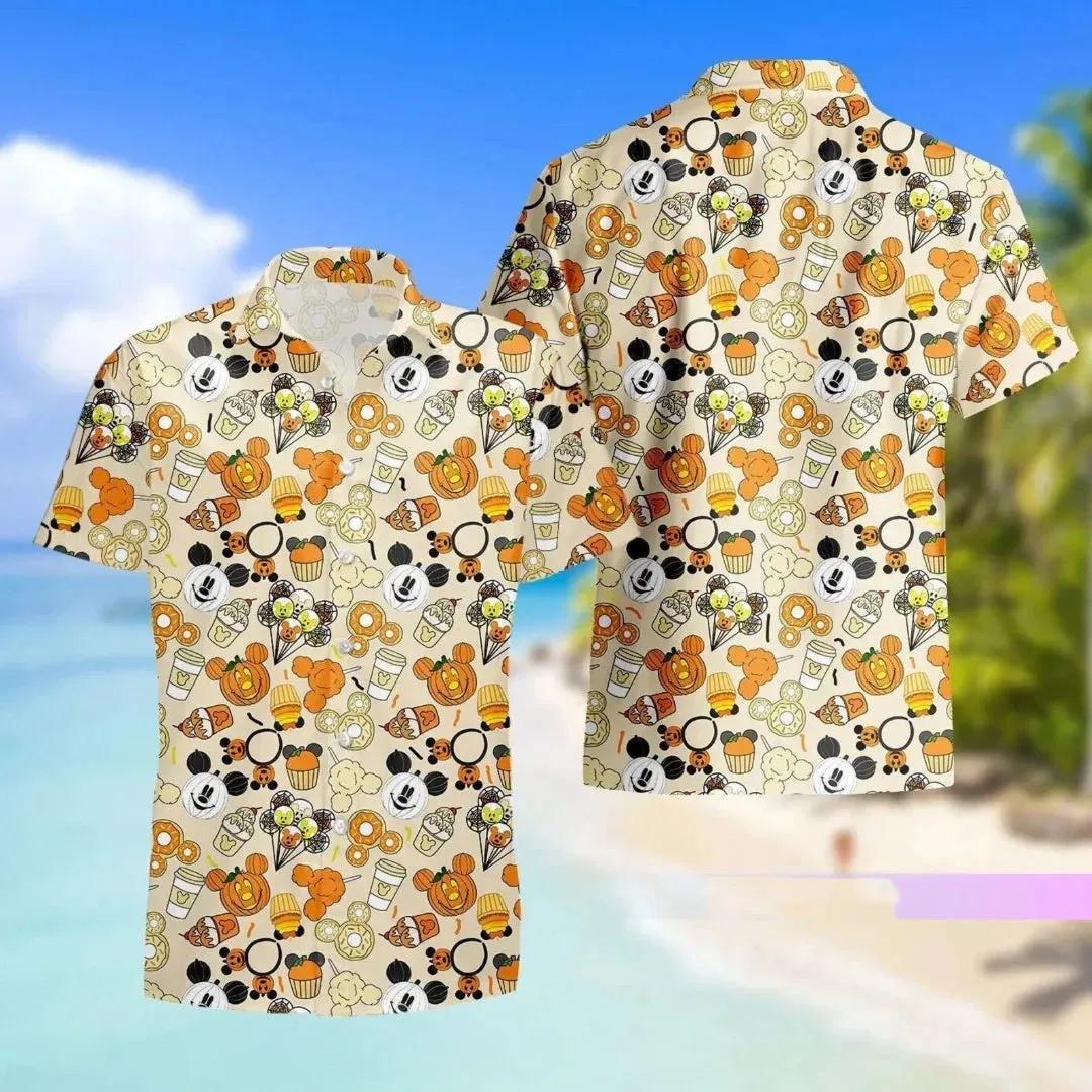 Halloween Mickey Hawaiian Shirt - Short Sleeve Button-Up Vacation Beach Shirt for Men