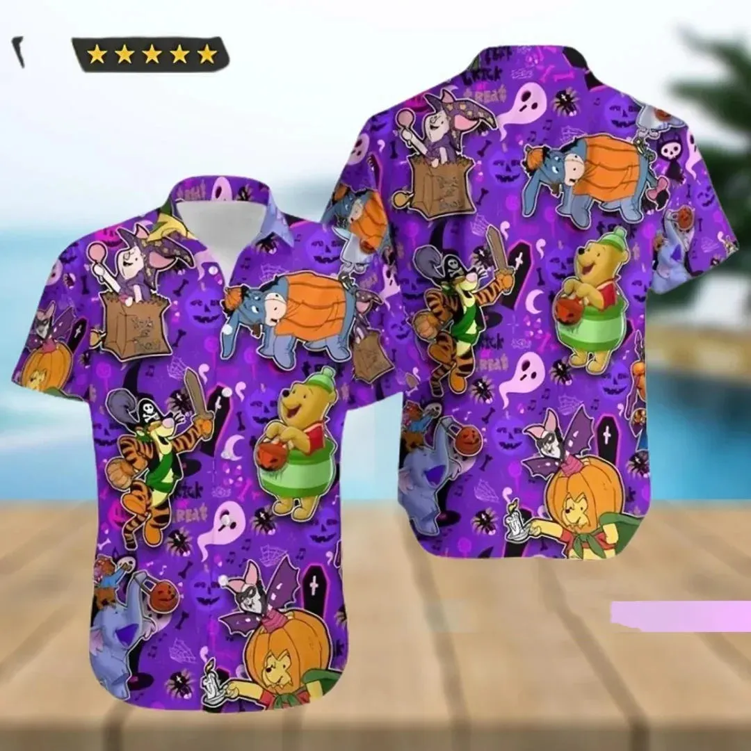 Halloween Mickey Hawaiian Shirt - Short Sleeve Button-Up Vacation Beach Shirt for Men