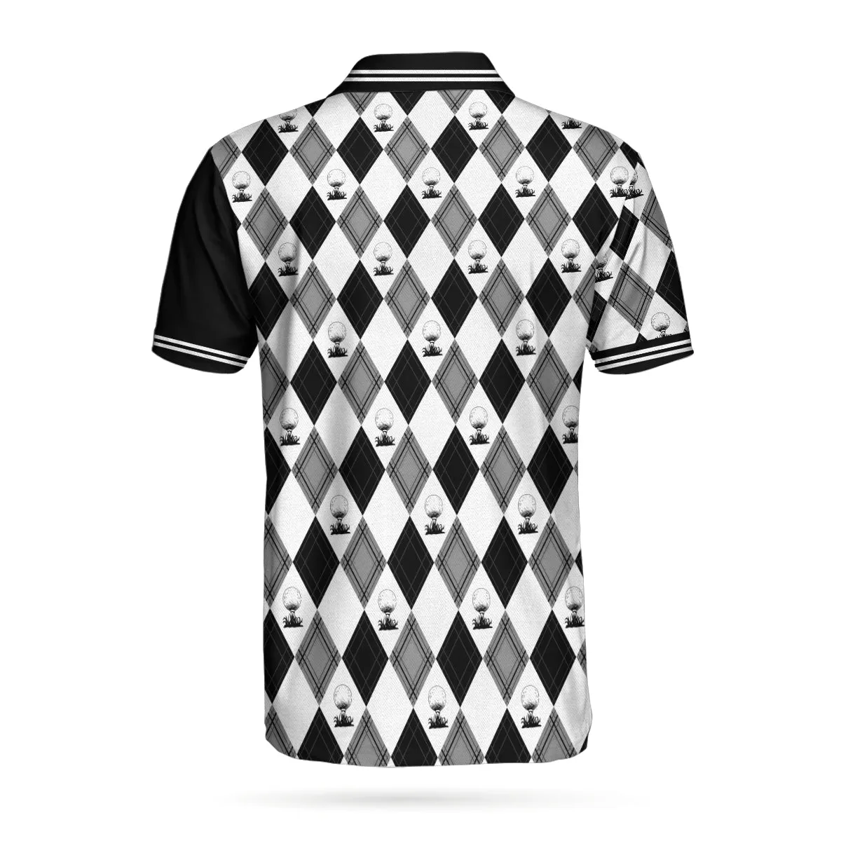 I Made A Bogey On Every Hole Polo Shirt, Black And White Argyle Pattern Polo Shirt, Cool Golf Shirt For Men Coolspod