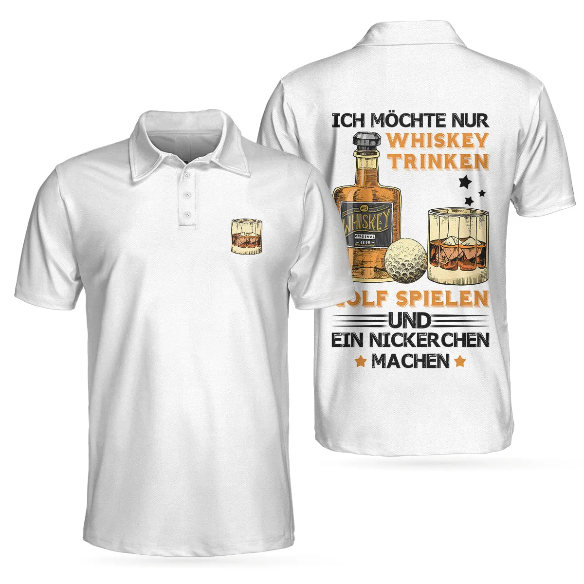 Ich Mã¶Chte Nur Whisky Trinken, Golf Spielen Und Ein Nickerchen Machen Polo Shirt, German Whiskey Golf Shirt For Men Coolspod