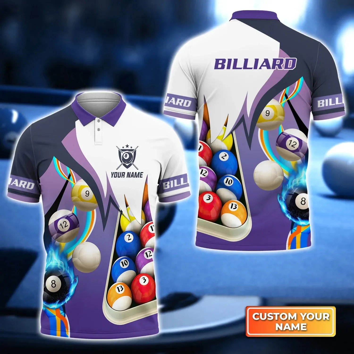 I'm Here To Break Your Balls Personalized Name 3D Polo Shirt, Billiard 3D shirt for men, Gift For Billiard Players