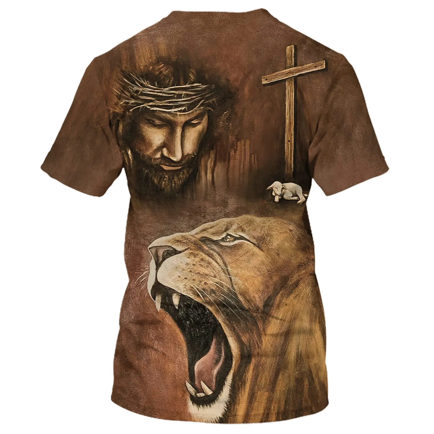 Jesus Lion With The Lamb 3D All Over Printed Shirt for Men and Women