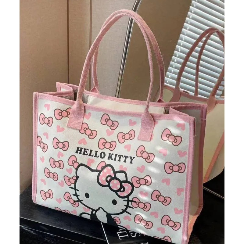 Large Capacity Cartoon Canvas Bag Women  New Fashion out Portable Shopping Bag Mummy Shoulder Tote Bag