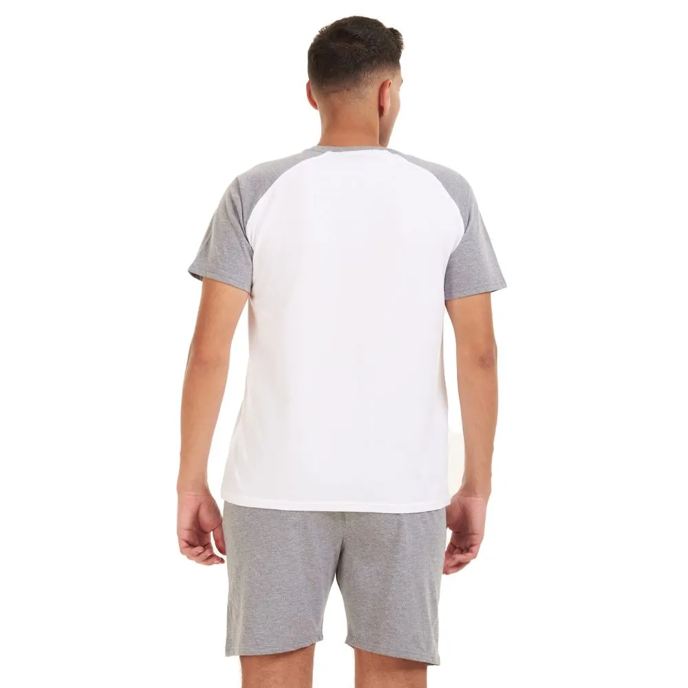 Men summer pajama set White T-shirt   Grey short