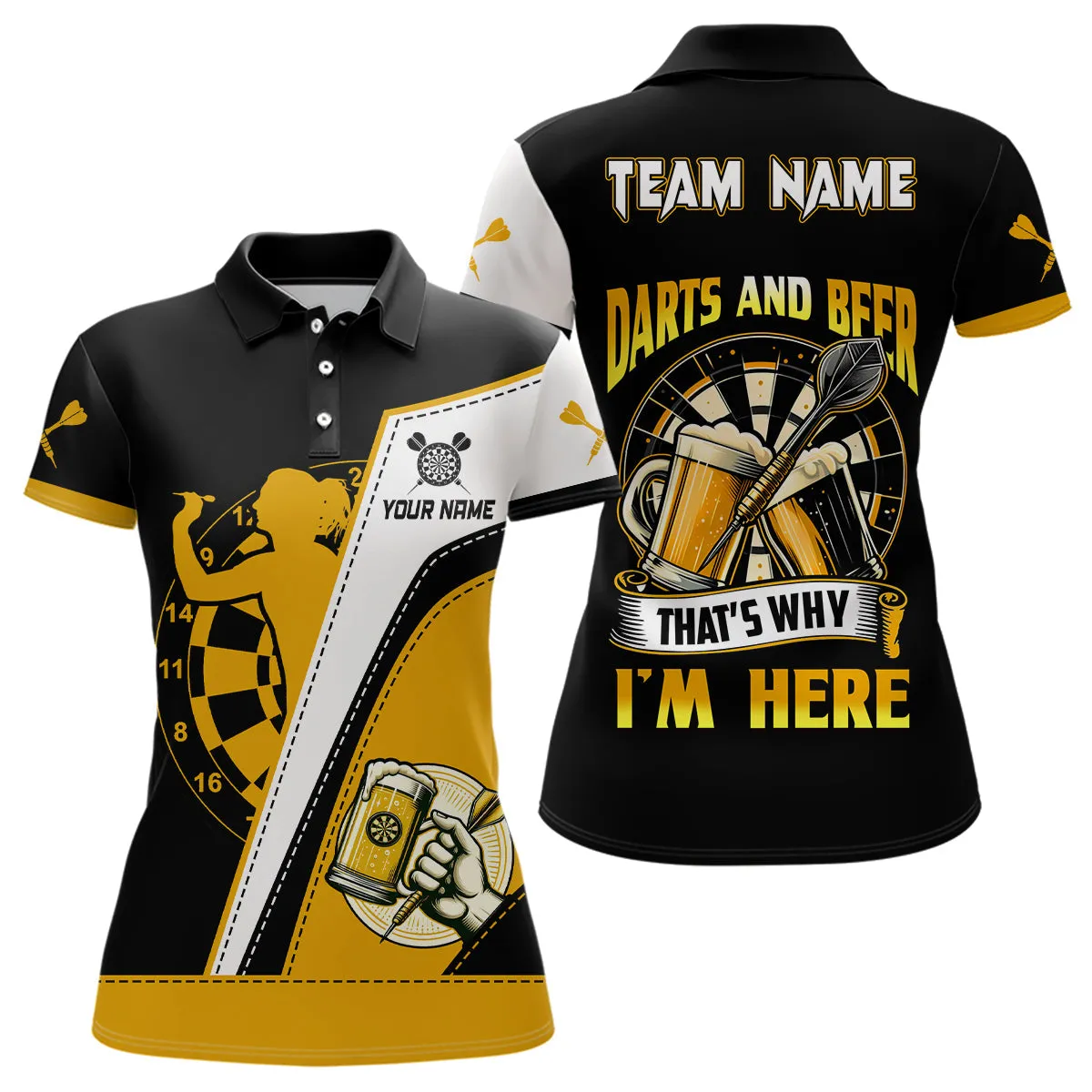 My Drinking Team Has A Darts Problem Womens Darts Polo Shirt Custom Beer Dart