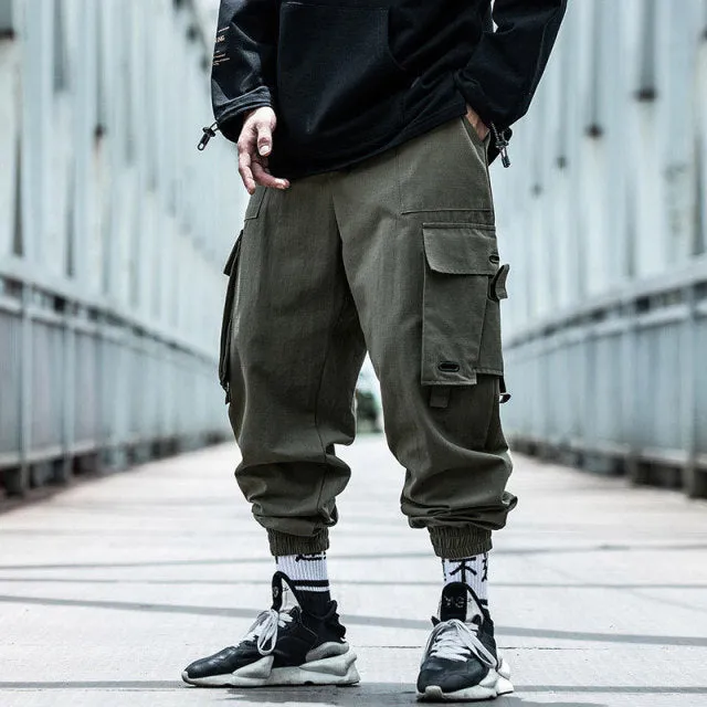 New Streetwear Men's Multi Pockets Cargo Harem Pants Hip Hop Casual Male Track Pants Joggers Trousers Fashion Harajuku Men Pants