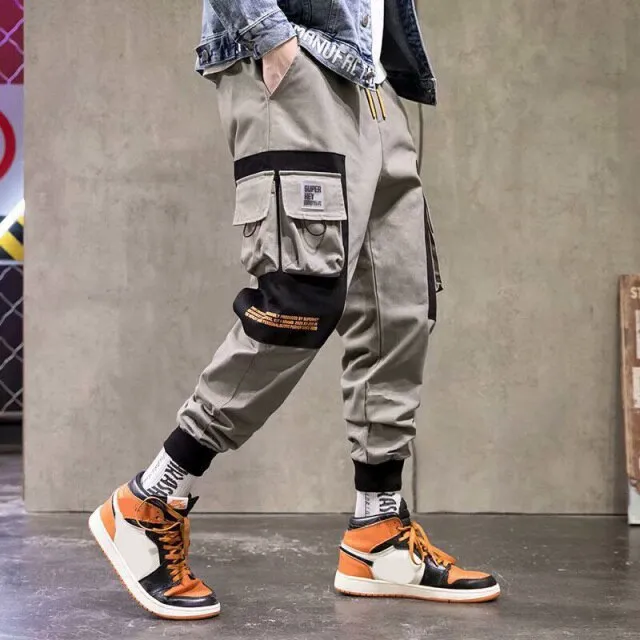 New Streetwear Men's Multi Pockets Cargo Harem Pants Hip Hop Casual Male Track Pants Joggers Trousers Fashion Harajuku Men Pants