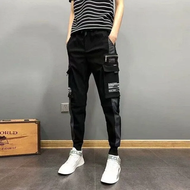 New Streetwear Men's Multi Pockets Cargo Harem Pants Hip Hop Casual Male Track Pants Joggers Trousers Fashion Harajuku Men Pants