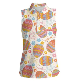 Olorful Easter Eggs Pattern Golf Shirt Custom Womens Sleeveless Polo Shirt, Easter'S Day Golfing Gift