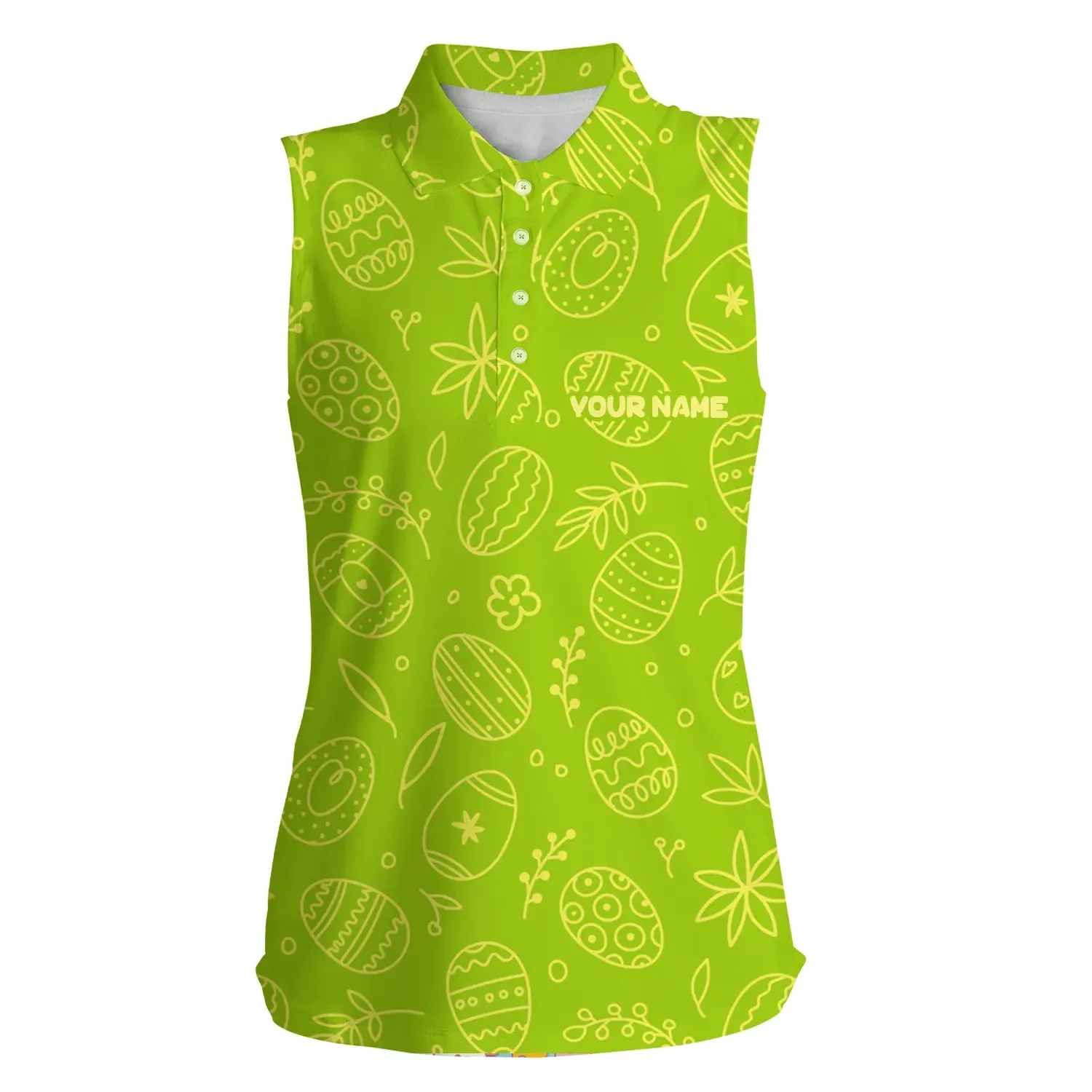 Olorful Easter Eggs Pattern Golf Shirt Custom Womens Sleeveless Polo Shirt, Easter'S Day Golfing Gift