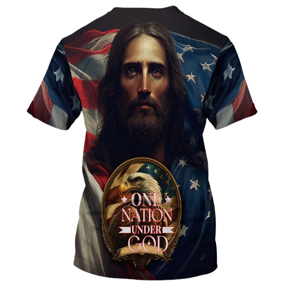 One Nation Under God Jesus Eagle America 3d All Over Print Shirt - Christian 3d Shirts For Men Women