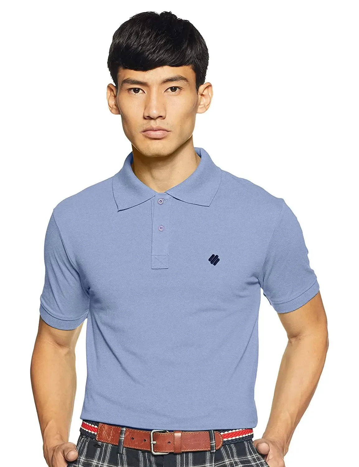 ONN Men's Cotton Polo T-Shirt in Solid Powder Blue colour