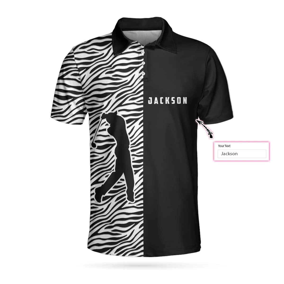 Personalized 2D Zebra Pattern Golf Custom Polo Shirt, Cool Black And White Zebra Golf Shirt For Men Coolspod